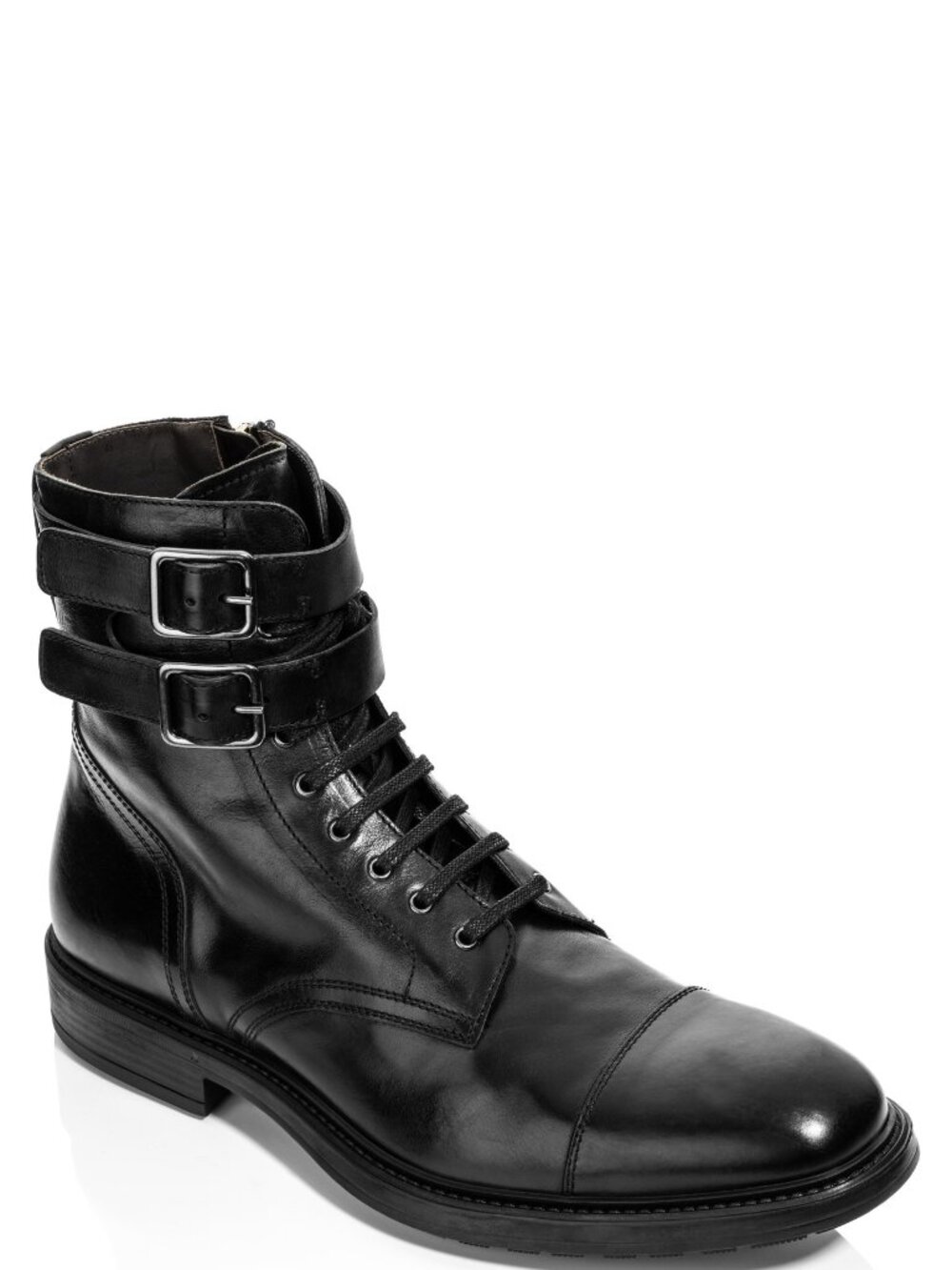 NEW To Boot New York Tempo Cap Toe Boots 9.5 Black Leather Side Zip Military
